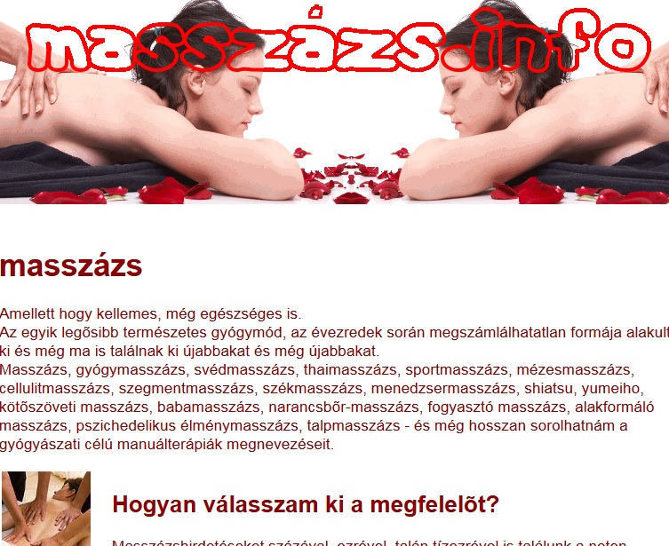 masszázsinfó, masszázshirdetések